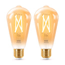 WIZ PACK-2 Foco Pera filamento WIFI inteligente ámbar, ST64 E27, 50w, 640 lúmenes, 15000 horas 929003018712