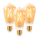 WIZ PACK-3 Foco Pera filamento ámbar WIFI inteligente ST64 E27, 50w, 640 lúmenes, 15000 horas 929003018712
