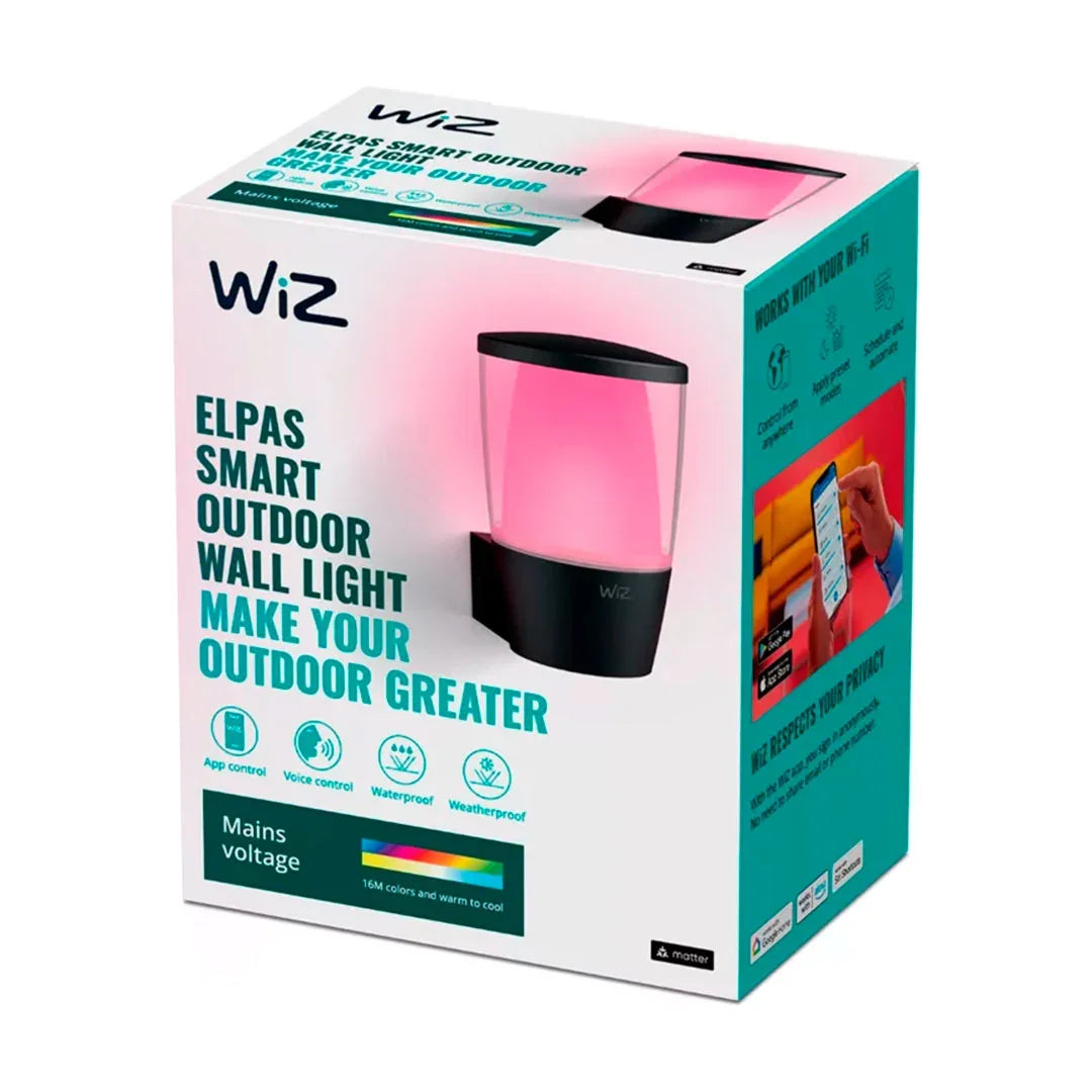 WIZ ELPAS WALL Lámpara WIFI inteligente de pared RGB, 8.5w, para exterior 929003247501