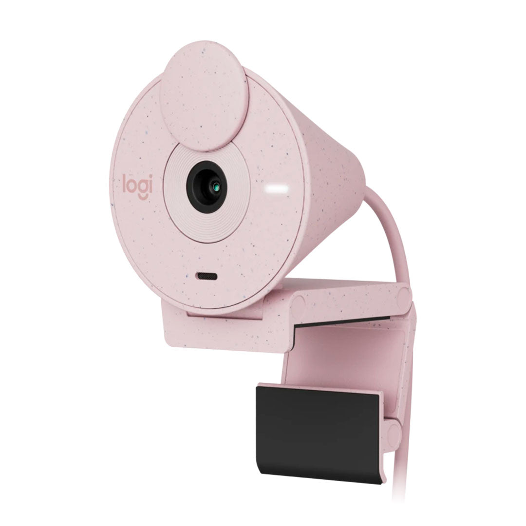 LOGITECH BRIO 300 Cámara web 1080p con autocorrección de iluminación, micrófono, USB-C, Rosa, 960-001446
