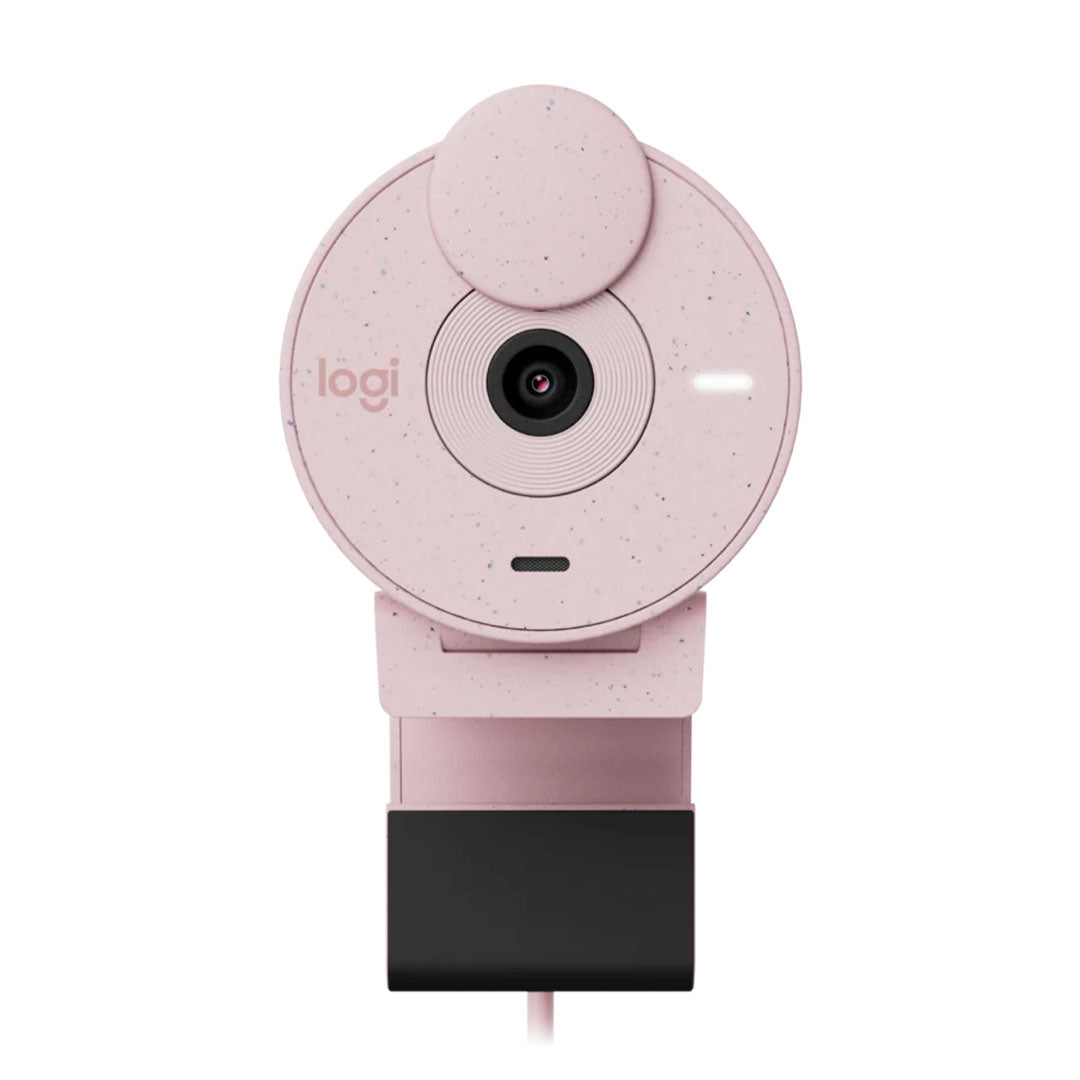 LOGITECH BRIO 300 Cámara web 1080p con autocorrección de iluminación, micrófono, USB-C, Rosa, 960-001446