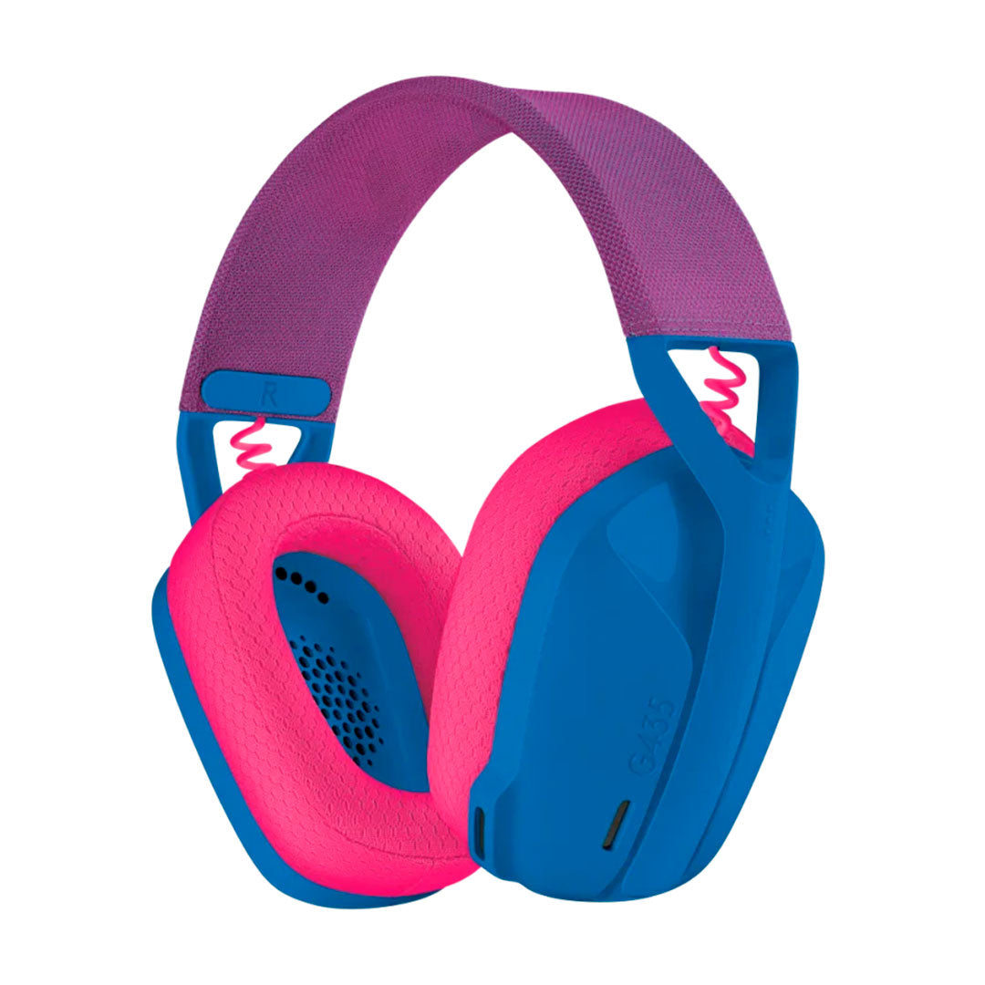 LOGITECH G435 Audífonos inalámbricos gamer con micrófono LIGHTSPEED, Azul y Futsia, 981-001061