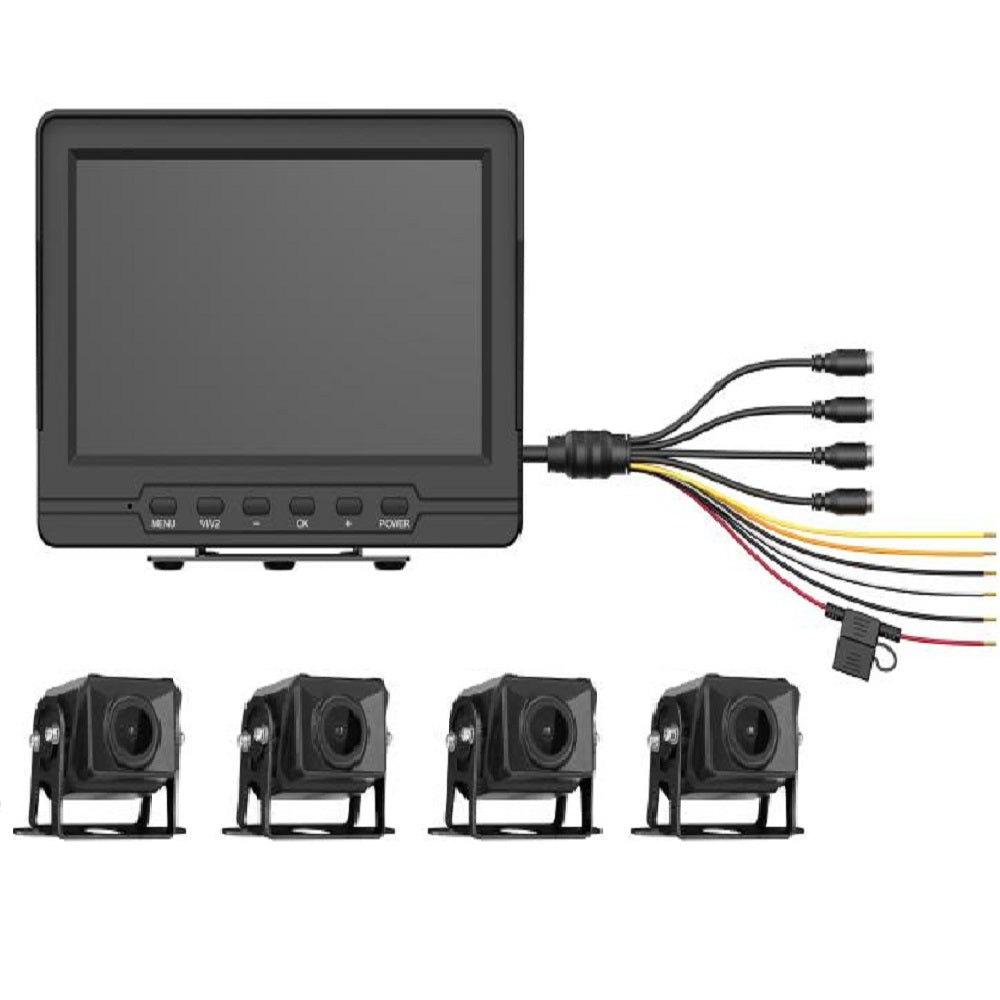 HIKVISION AE-VD2501A-A Kit Cámaras de Seguridad Vehicular 2MP: Monitor 7" + 4 Cámaras + Cable
