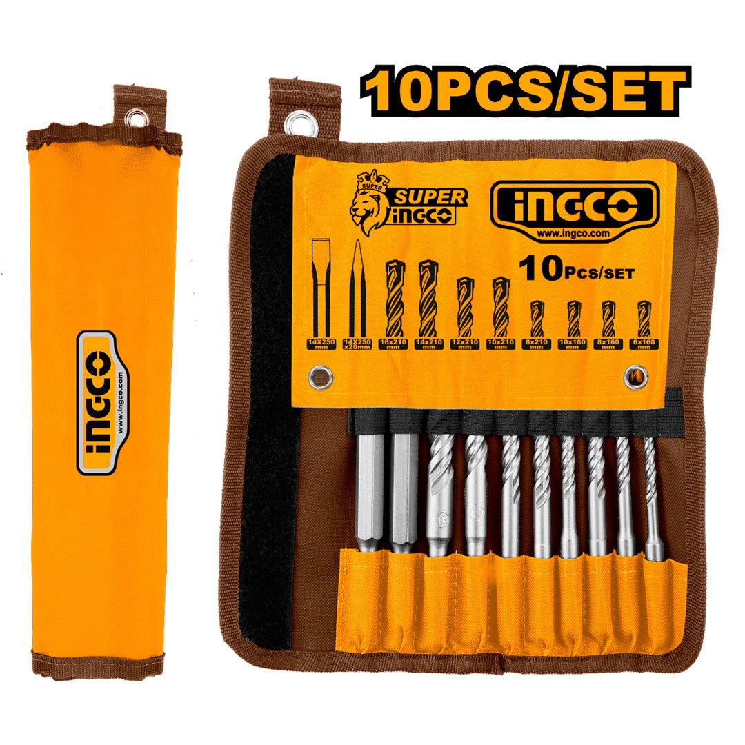 INGCO AKD2101 Kit 8 puntas de cincel y mechas SDS Plus
