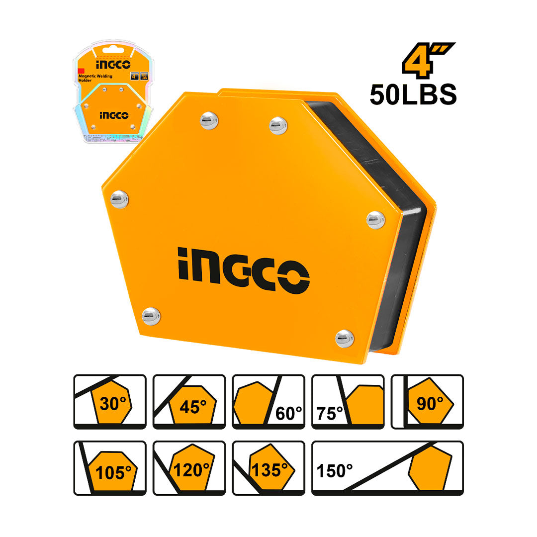 INGCO AMWH50042 Escuadra magnética 4" SOLDAR 50Lbs