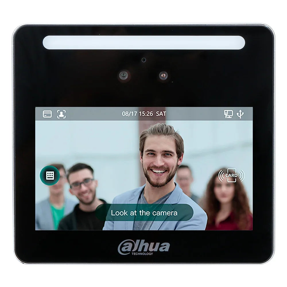 DAHUA ASI3213G-MW Control de Asistencia y Acceso Biométrico por rostro, tarjeta MIFARE código 4.3"