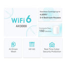 Pacote com 2 TP-LINK DECO X50 Sistema Mesh WiFi 6 para toda a casa AX3000 Dual Band AI. Pacote x 2