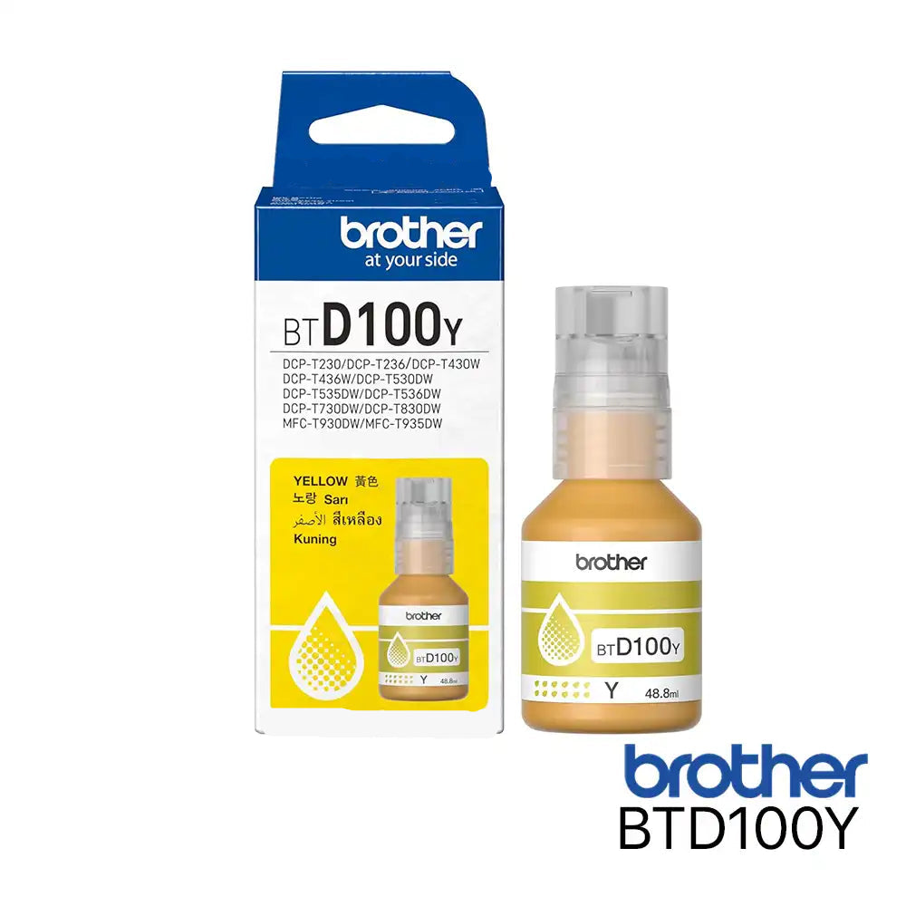 BROTHER BTD100Y Botella de Tinta de Color Amarillo de Ultra Alto Rendimiento