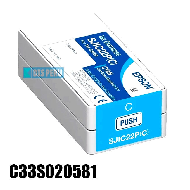 EPSON C33S020581 - Cartucho de Tinta color Cian para impresoras Epson TM-C3500.