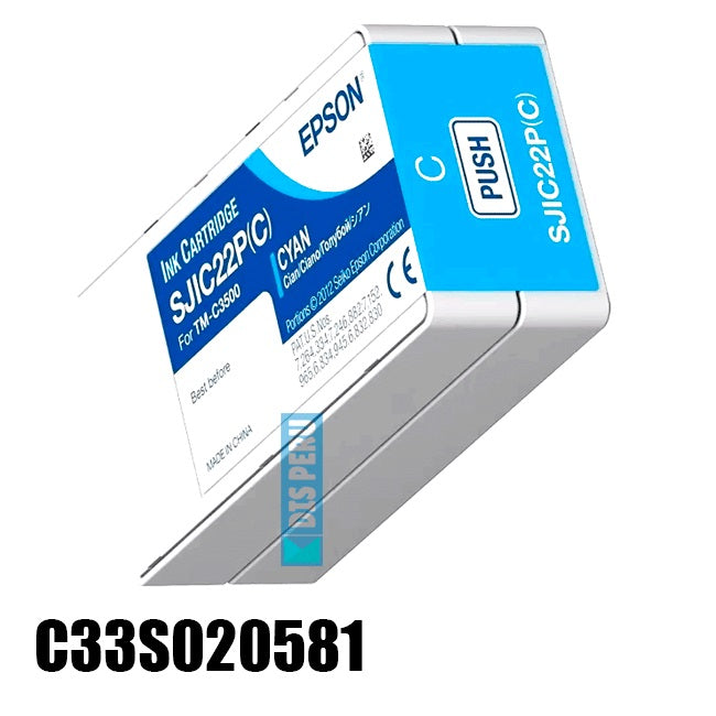 EPSON C33S020581 - Cartucho de Tinta color Cian para impresoras Epson TM-C3500.