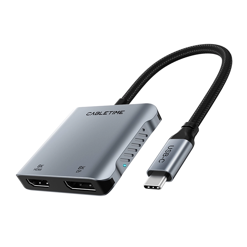 CABLETIME CB71G Adaptador USB-C 4 en 1 CT-CMDH8K-AG