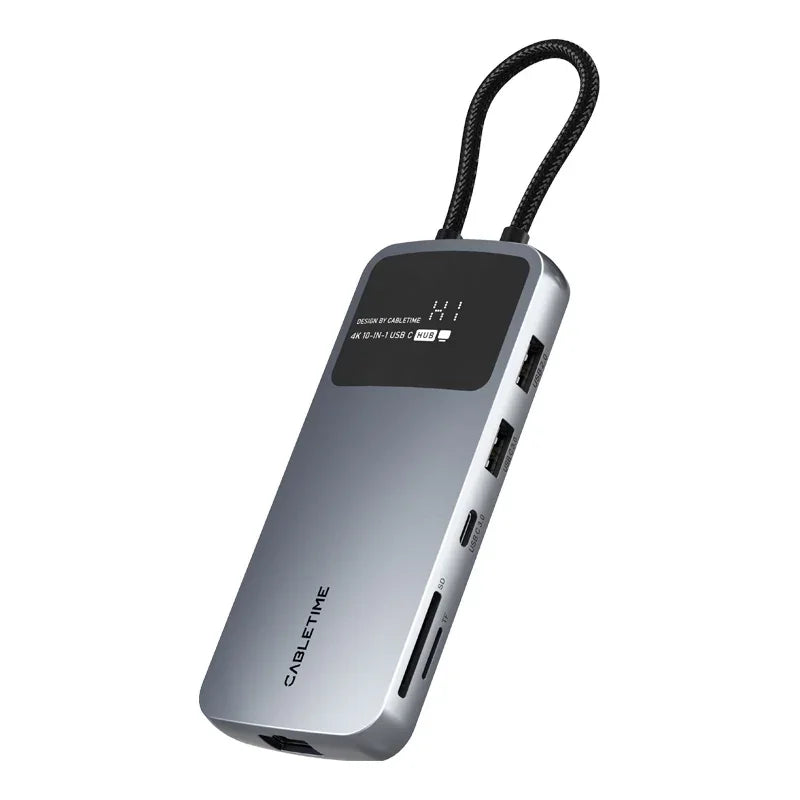 CABLETIME CB84G Adaptador Hub de USB-C a 10 Puertos CT-HUBD5-AG