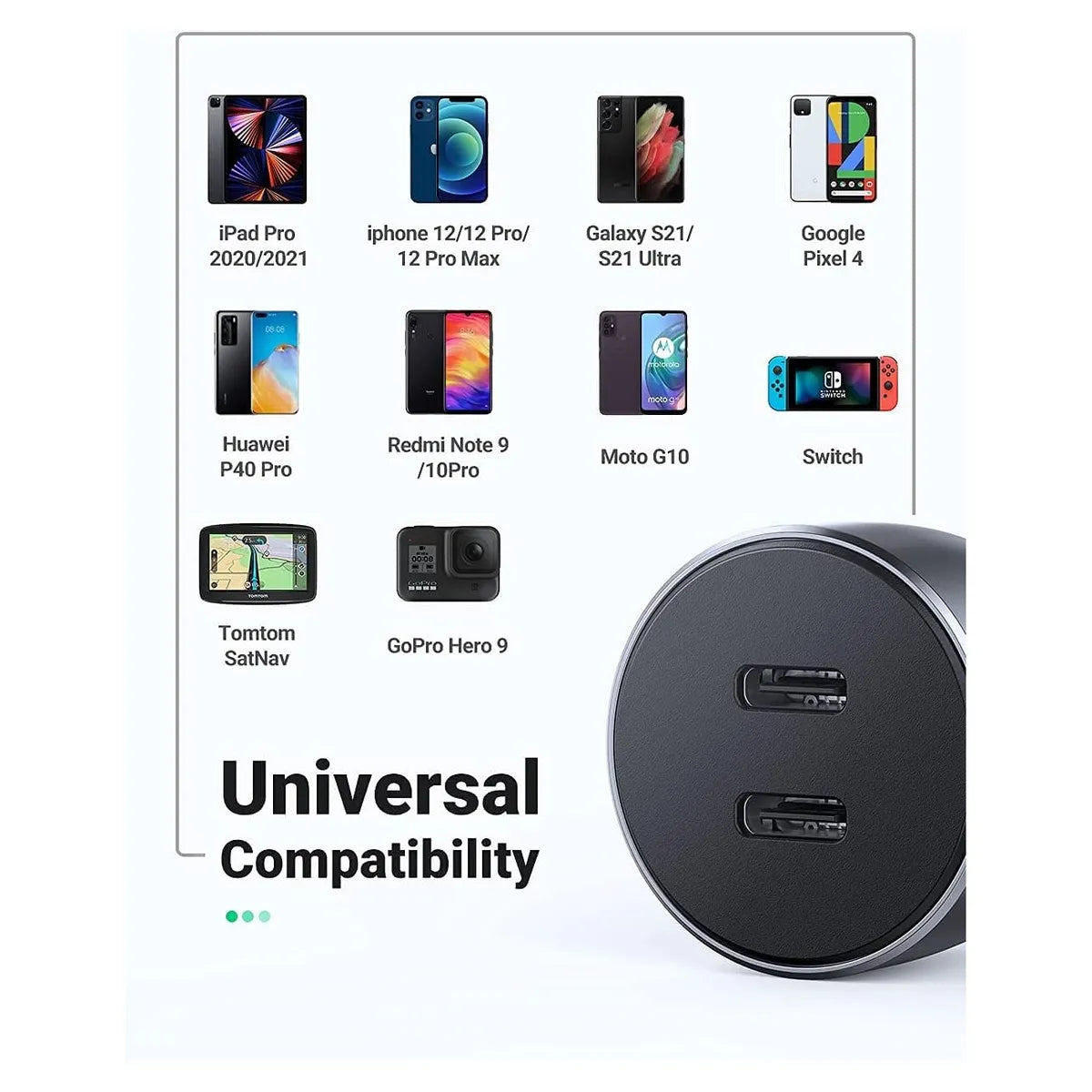 UGREEN CD213 70594 Cargador de Coche USB-C 40W Carga Rápida