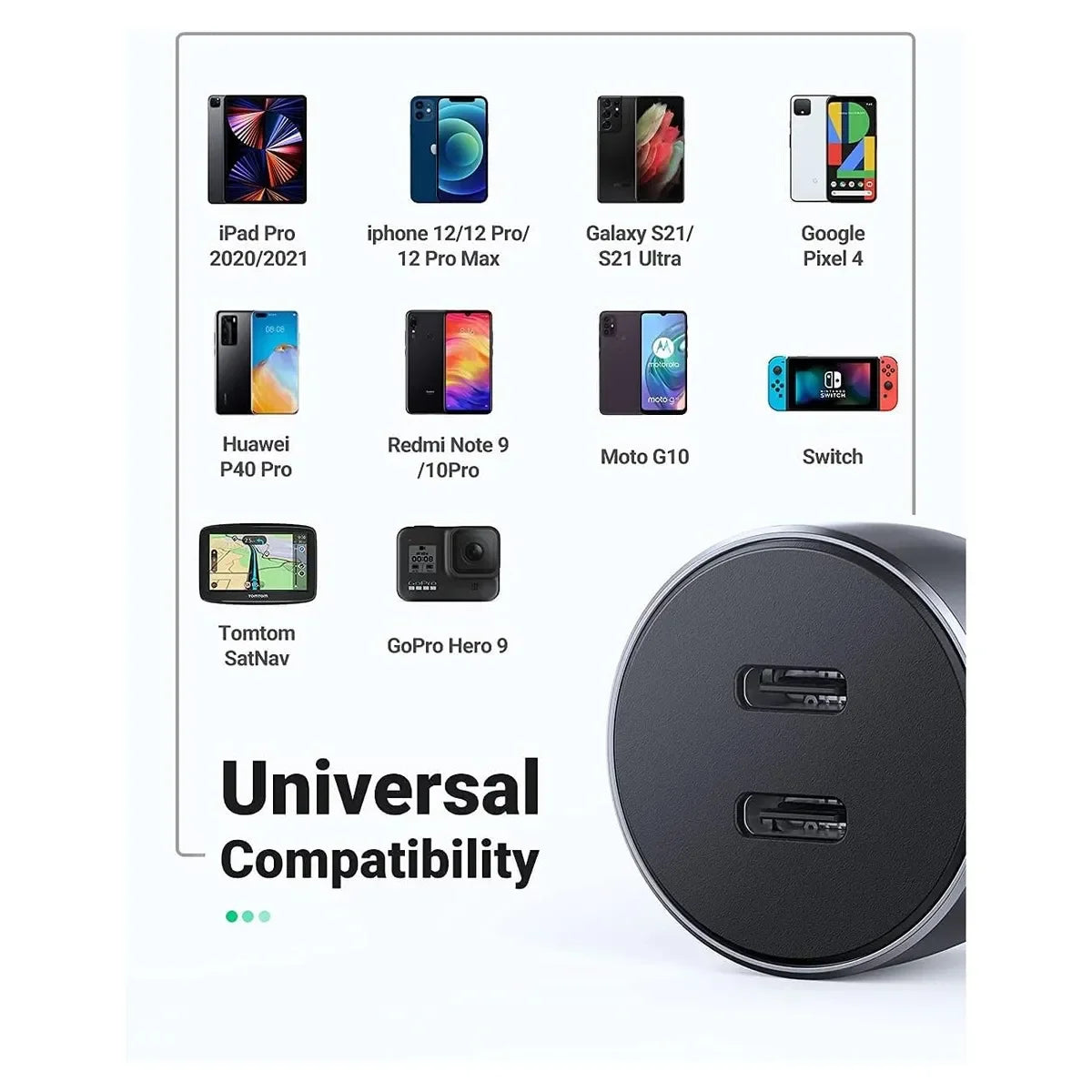 UGREEN CD213 70594 Cargador de Coche USB-C 40W Carga Rápida