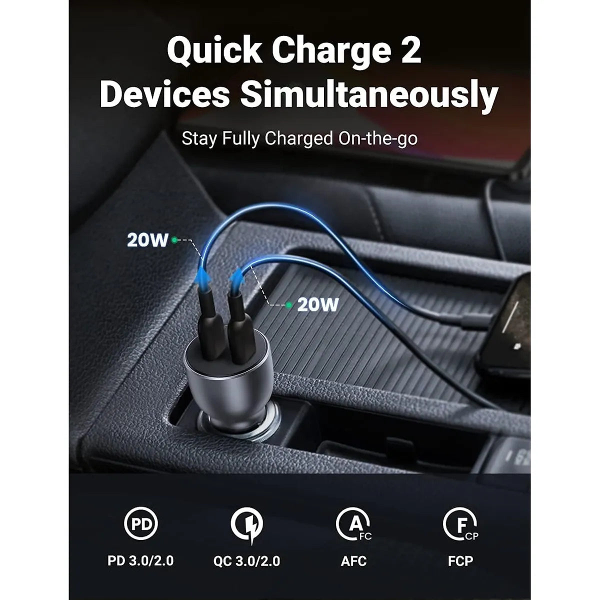 UGREEN CD213 70594 Cargador de Coche USB-C 40W Carga Rápida