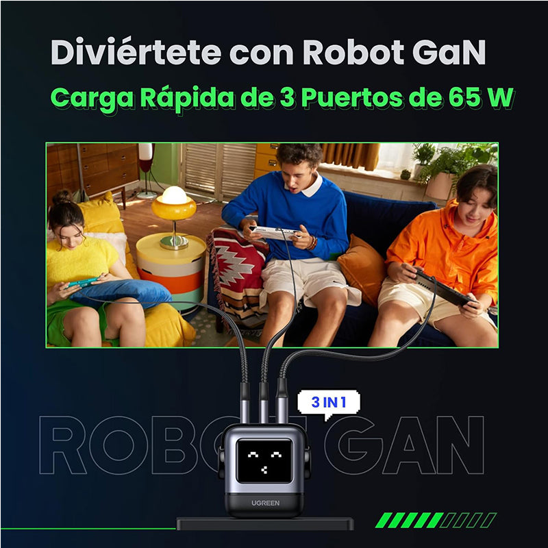 UGREEN CD361 15570 Nexode Cargador GAN USB-C 65W Negro