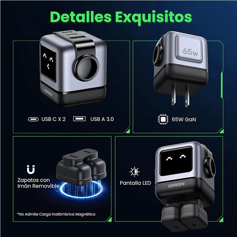UGREEN CD361 15570 Nexode Cargador GAN USB-C 65W Negro