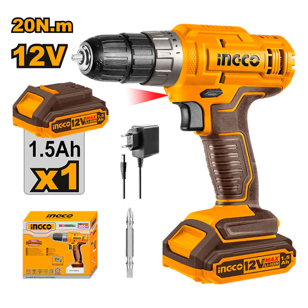 INGCO CDLI1218 Talado atornillador inalámbrico 12V con batería 1.5Ah