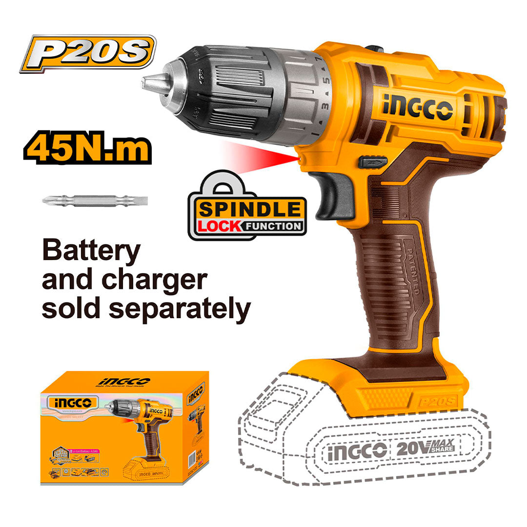 INGCO CDLI200515 Taladro inalámbrico 20V ACC15+1 45N.m