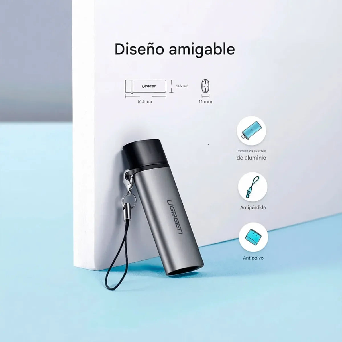 UGREEN CM184 50704 Lector de Tarjeta USB-C TF a Puerto SD TF y a Micro SD