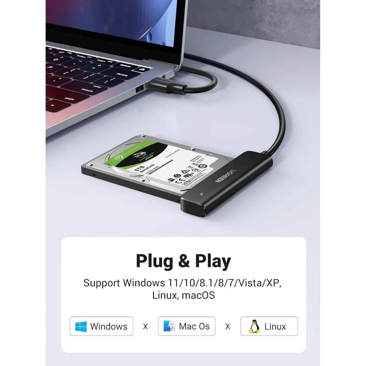 UGREEN CM321 70609 Adaptador SATA a USB-A para Disco 2.5" SSD HDD