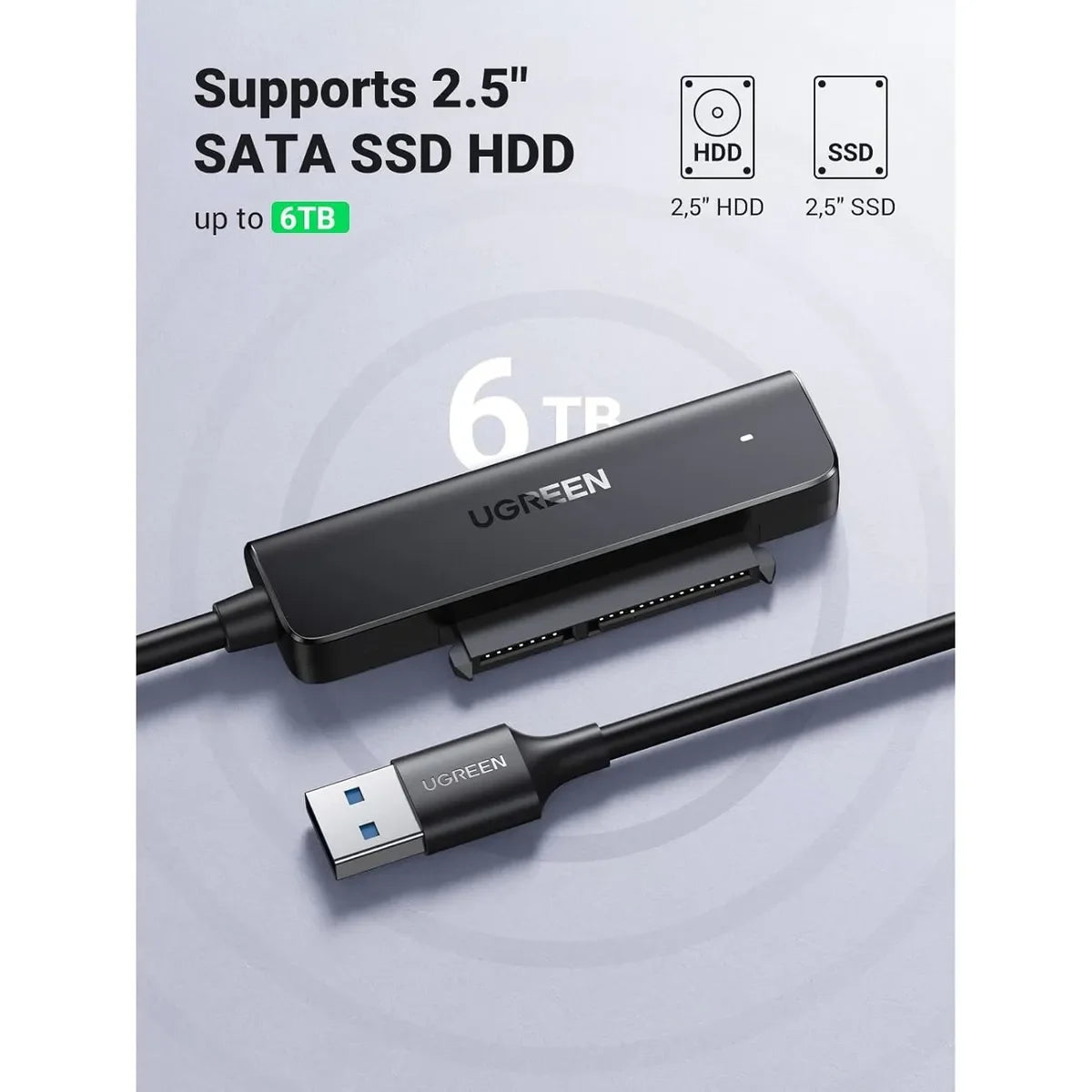 UGREEN CM321 70609 Adaptador SATA a USB-A para Disco 2.5" SSD HDD