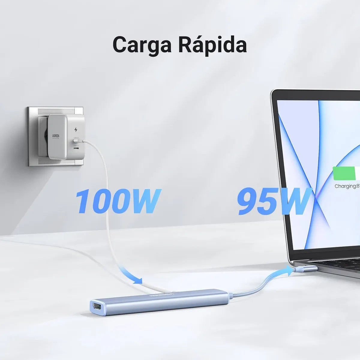 UGREEN CM478 35581 Hub 5 En 1 USB-C HDMI 4K 3x USB-A 3.0 PD 100W