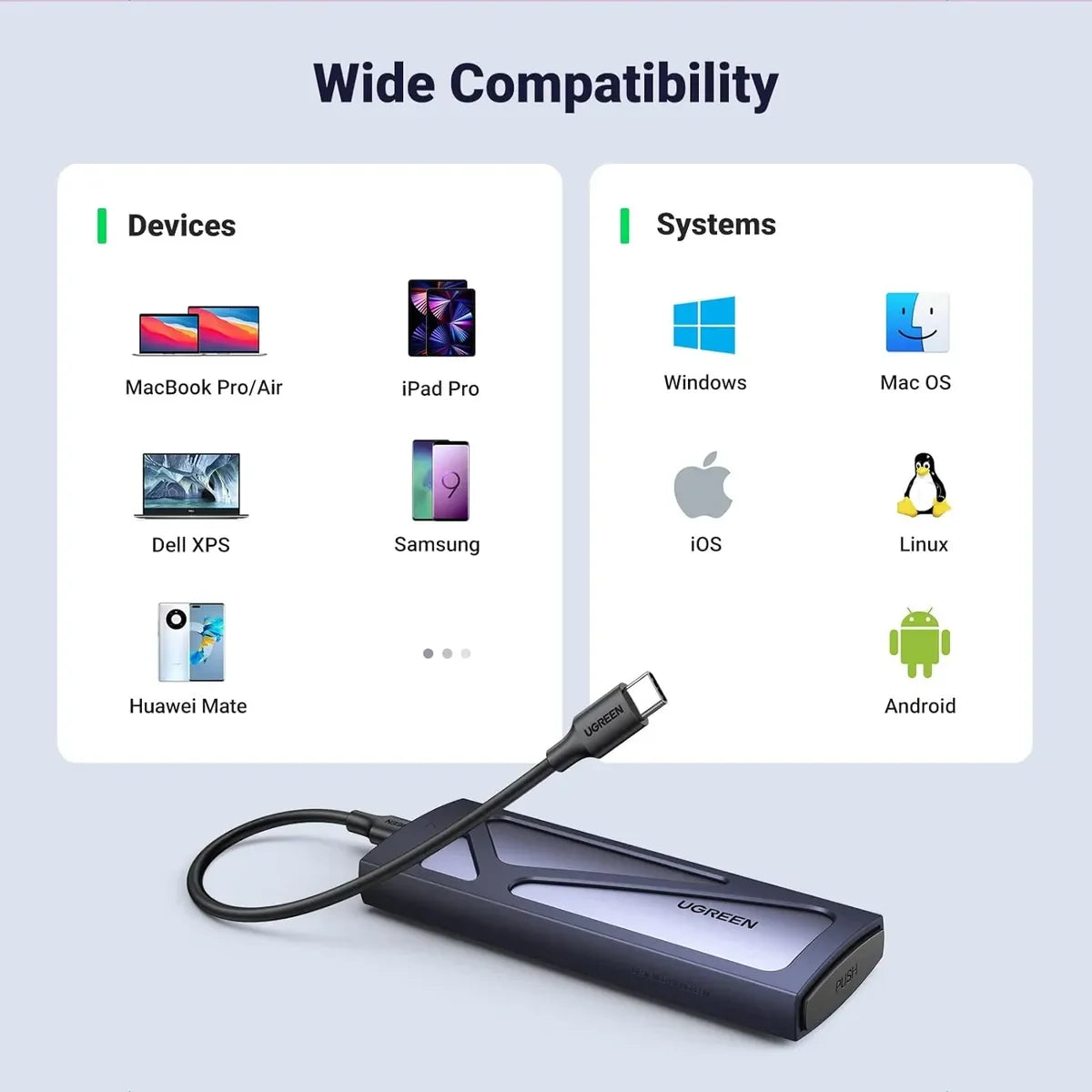UGREEN CM578 15512 Carcasa SSD NVMe M.2 USB 10Gbps 2230 2242 2260 2280