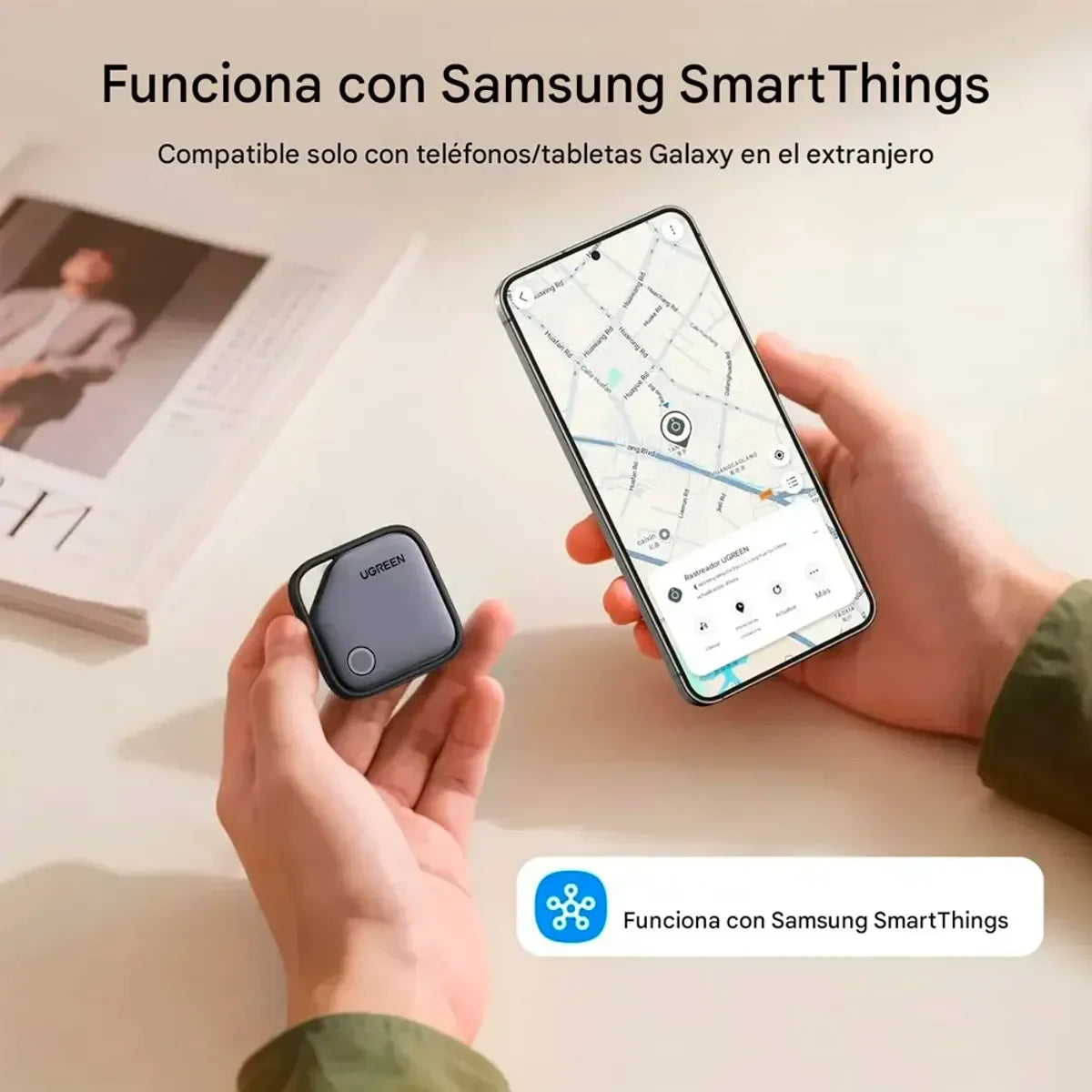 UGREEN CM829 55769 Rastreador Bluetooth Tag Samsung Smartthings Gris
