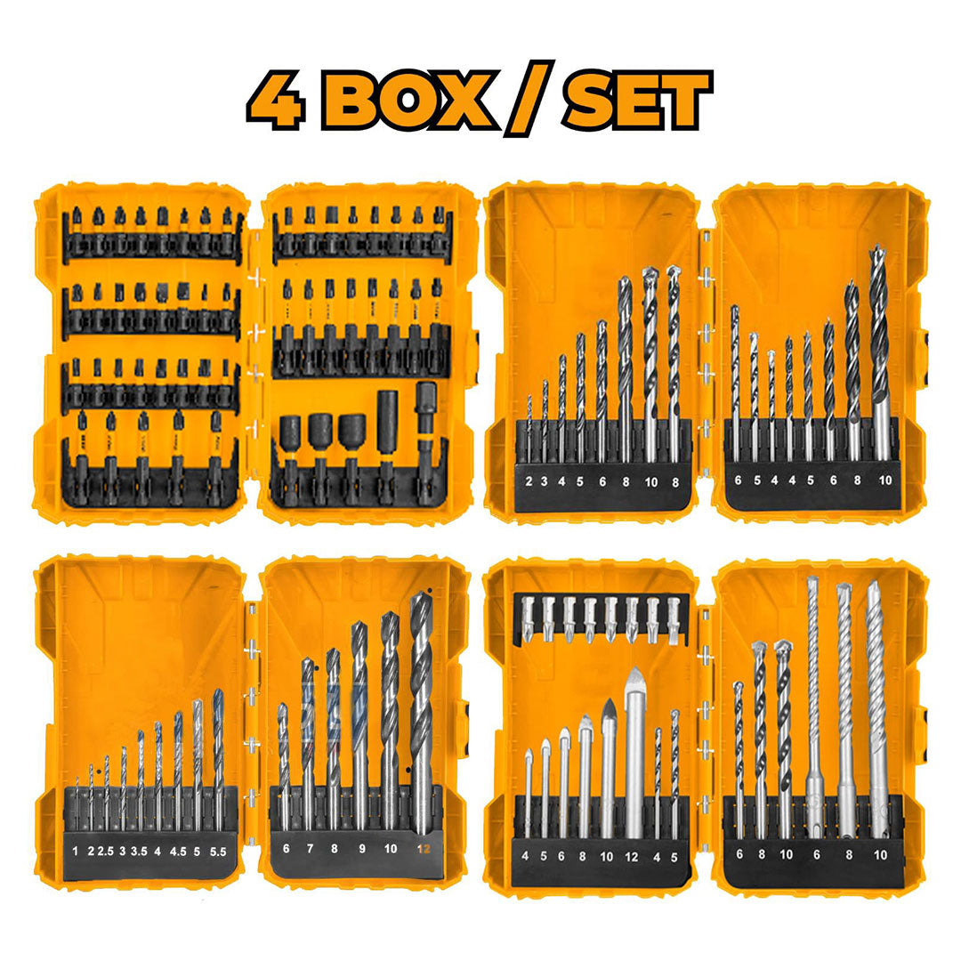 INGCO COS23045 Kit de 4 cajas de brocas para taladro