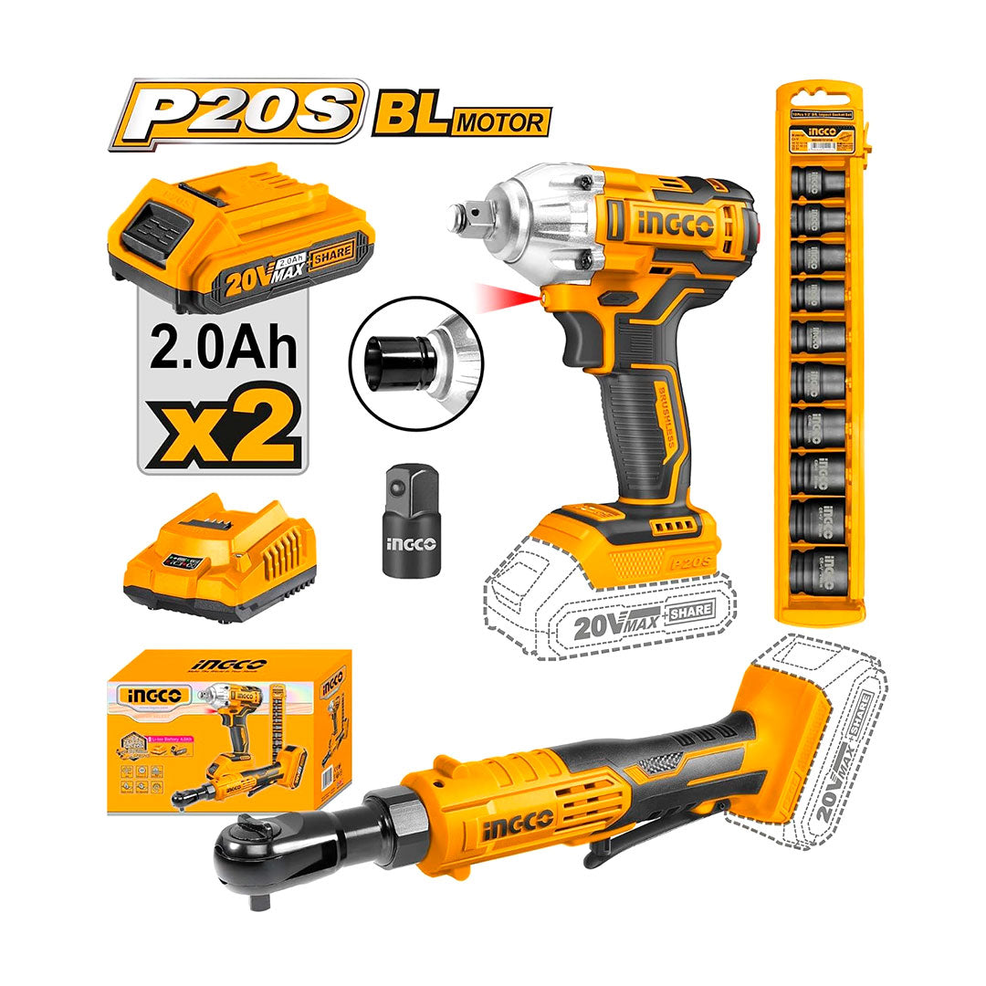 INGCO COSLI23066 Kit combinado de 2 piezas CIWLI2038 + CDRLI20601