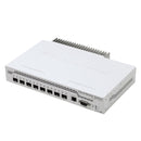 Switch MIKROTIK CRS309-1G-8S+IN com 8 slots SFP+ e uma porta gigabit ethernet, modelo desktop ou rack