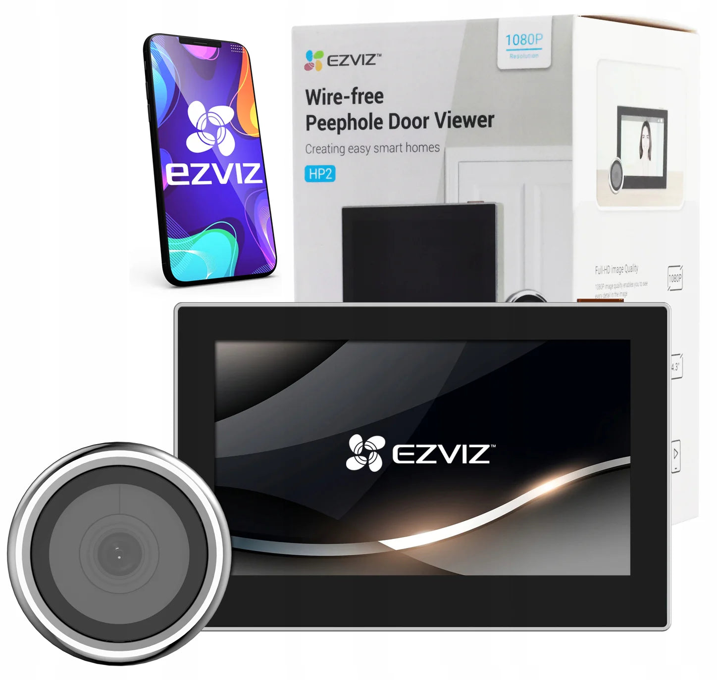 EZVIZ HP2 Mirilla Ojo Mágico de Puerta Inalámbrica WIFI con Pantalla 4.3"