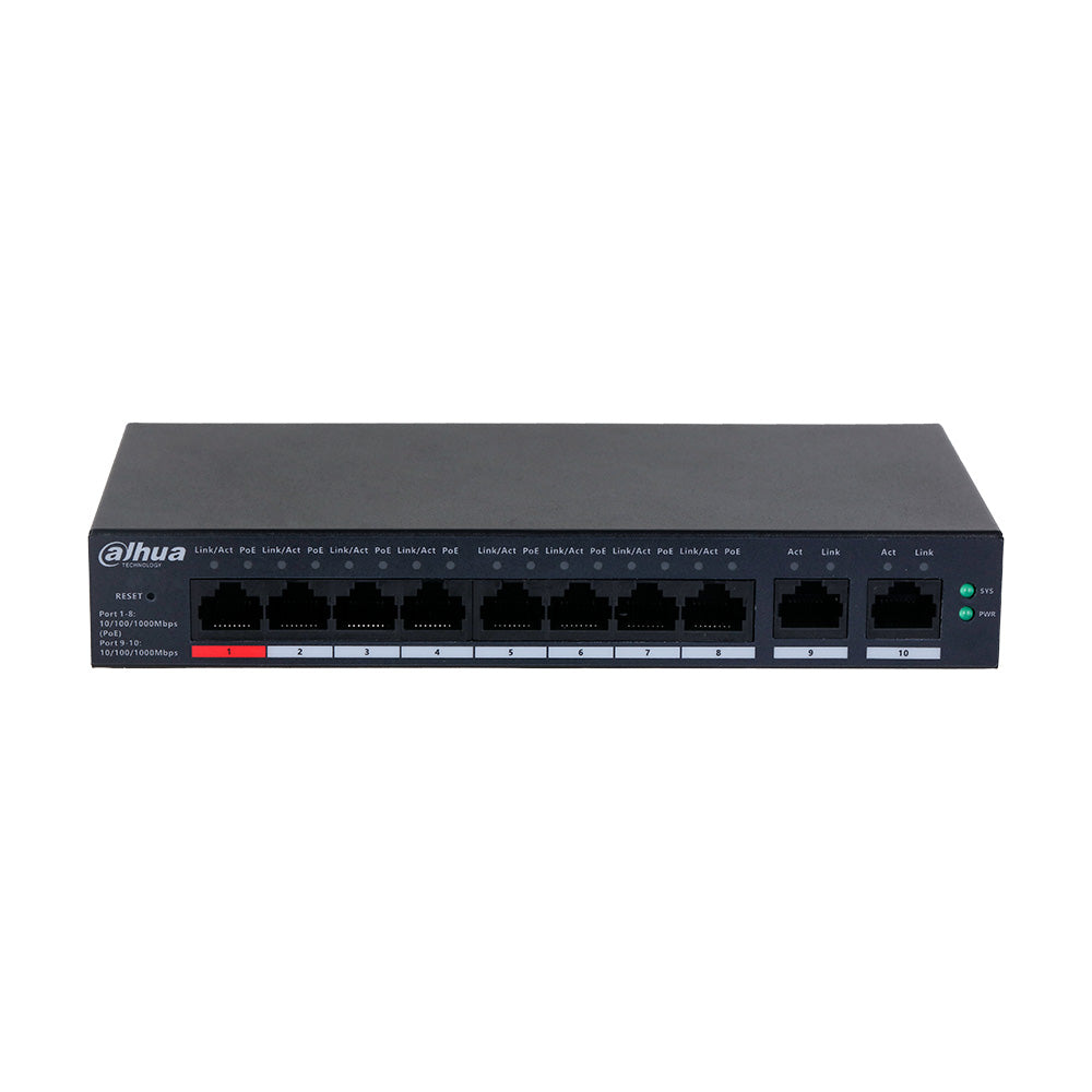 DAHUA CS4010-8GT-110 Switch 8 Puertos POE Giga y 2Uplink Giga 110w