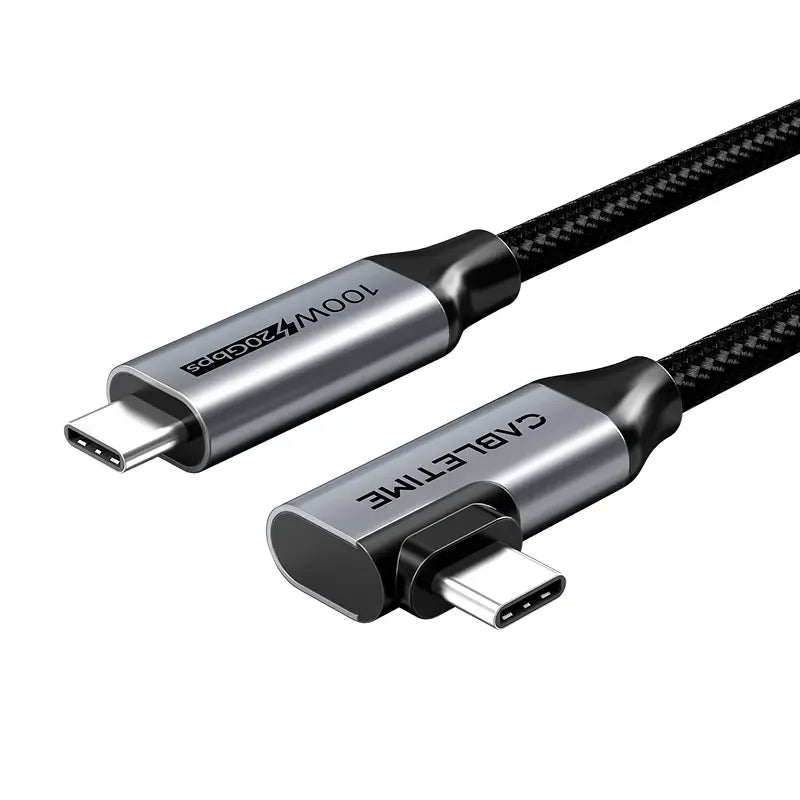 CABLETIME CU24H Cable USB-C 90° a USB-C Recto 100W de 1m CT-C160-PU31-CMCML-AG1