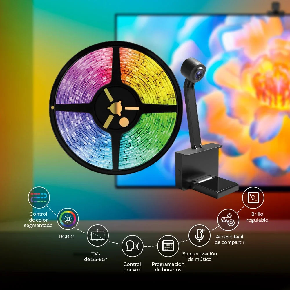 NEXXT SOLUTIONS NHB-S615 Tira Led Inteligente RGBIC y Cámara Para Tv 55-65"