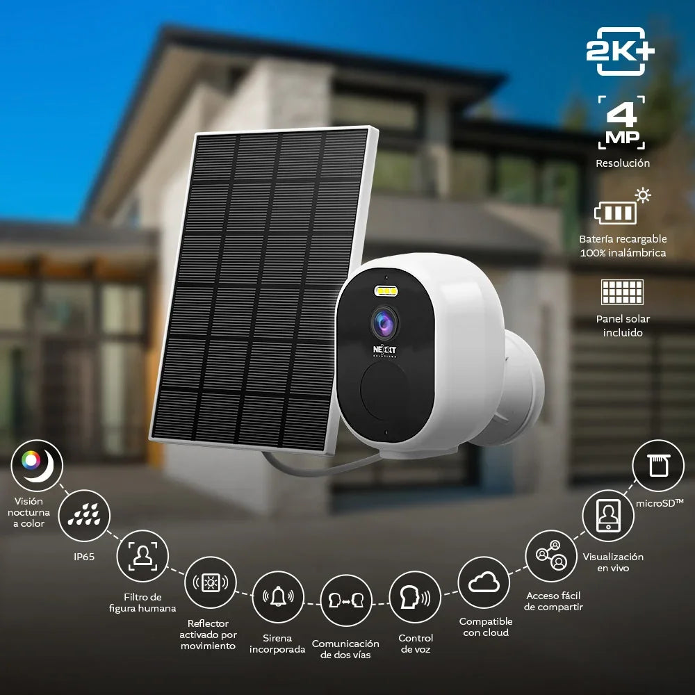 NEXXT SOLUTIONS NHC-OF20S Cámara de Seguridad WIFI 2K+ 4MP con Panel Solar