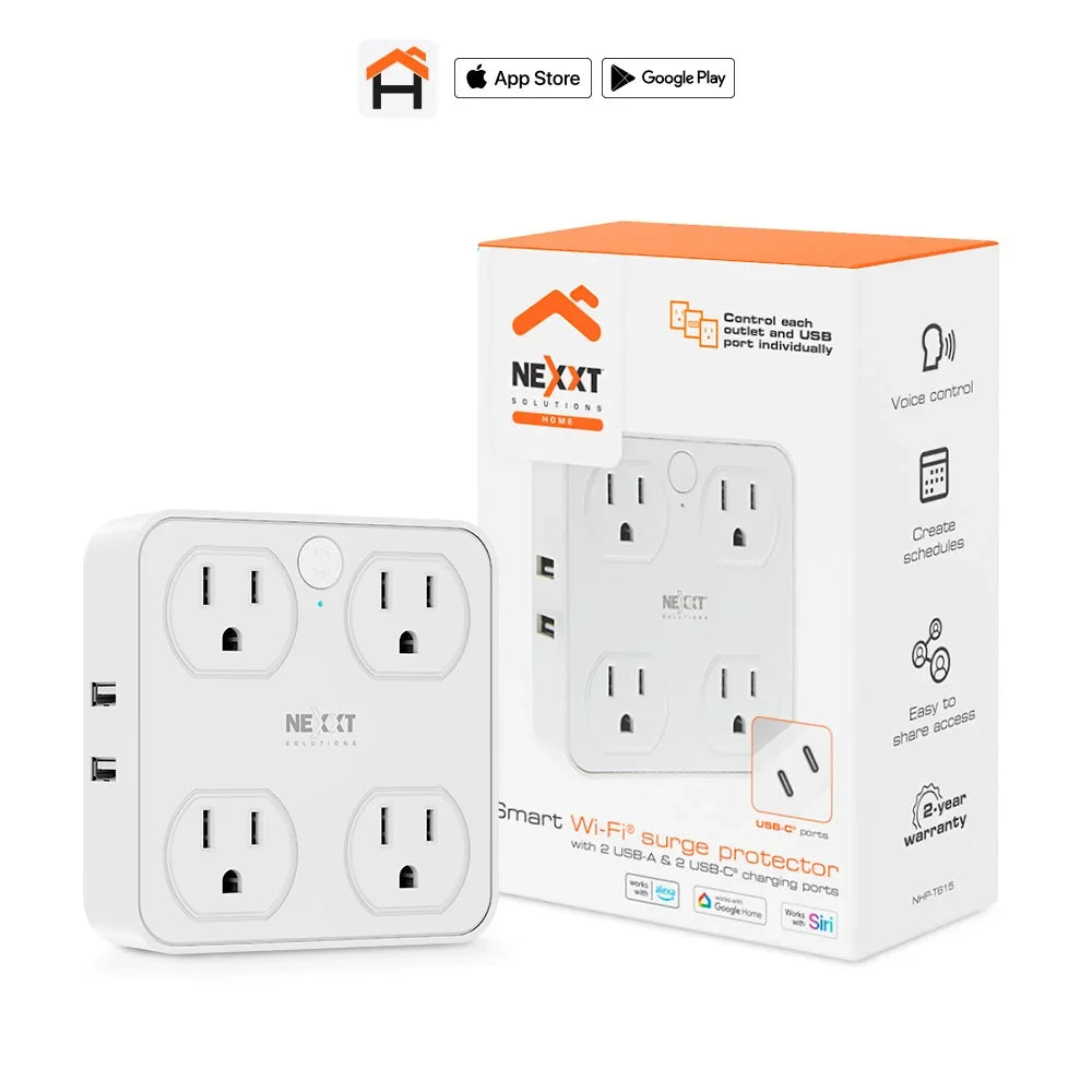 NEXXT SOLUTIONS NHP-T615 Enchufe Inteligente Wifi 4 Tomas + USB-A y USB-C