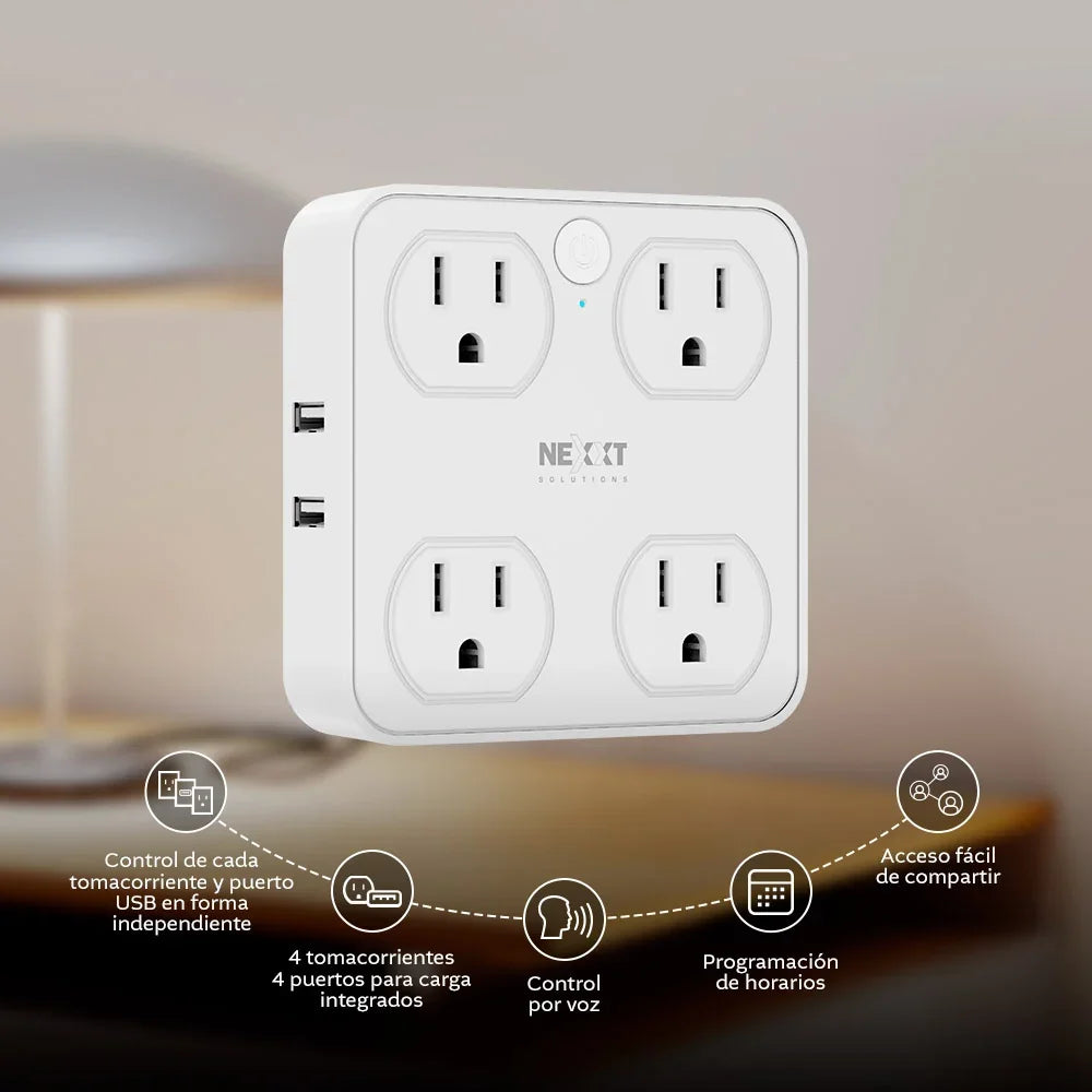 NEXXT SOLUTIONS NHP-T615 Enchufe Inteligente Wifi 4 Tomas + USB-A y USB-C