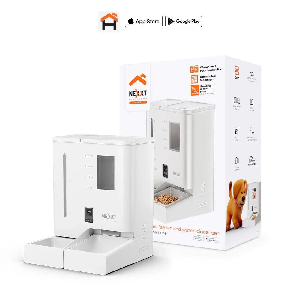 NEXXT SOLUTIONS NHA-P710 Dispensador Inteligente de Alimento y Agua para Mascotas con Cámara 2K