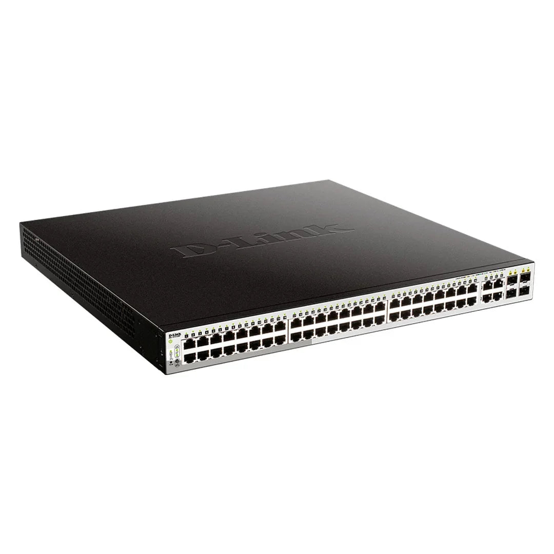 D-LINK DGS-1210-52MP Switch administrable de 48 puertos PoE 10/100/1000+ 4 puertos SFP/Gigabit 370W