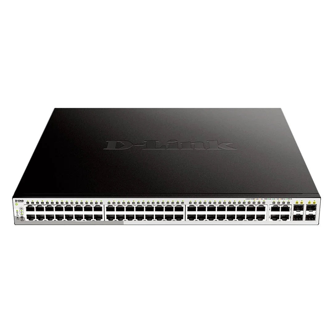 D-LINK DGS-1210-52MP Switch administrable de 48 puertos PoE 10/100/1000+ 4 puertos SFP/Gigabit 370W
