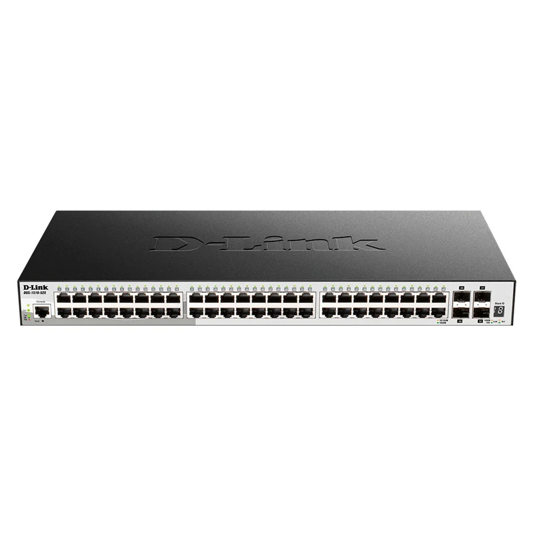 D-LINK DGS-1510-52X Switch administrable de 48 puertos 10/100/1000 base-T + 4 puertos 10gb SFP + capa 2 y 3 4 puertos