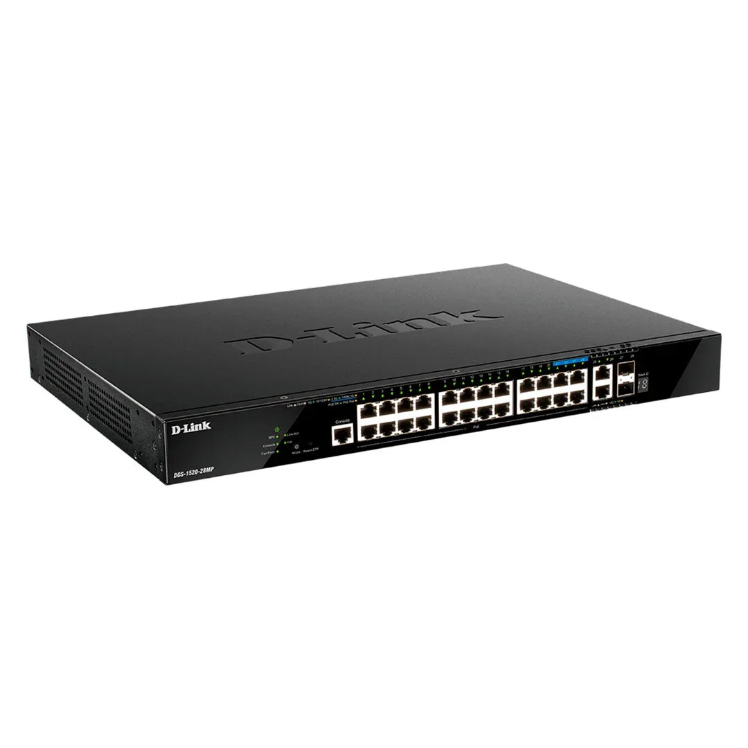 D-LINK DGS-1520-28MP Switch 28 puertos 20 x RJ45 GbE PoE 4 x 2.5G PoE 2 x 10G 2 x 10G SFP+