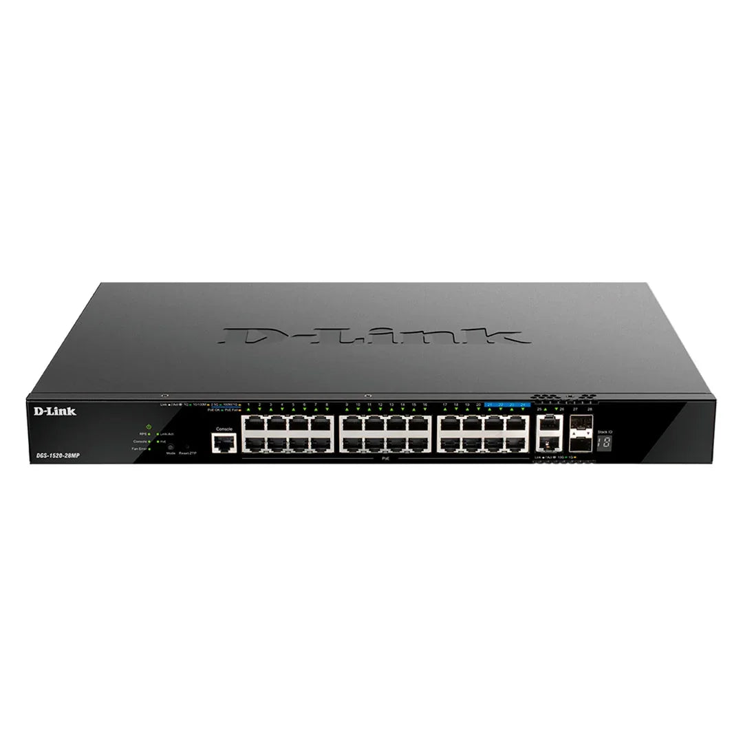 D-LINK DGS-1520-28MP Switch 28 puertos 20 x RJ45 GbE PoE 4 x 2.5G PoE 2 x 10G 2 x 10G SFP+
