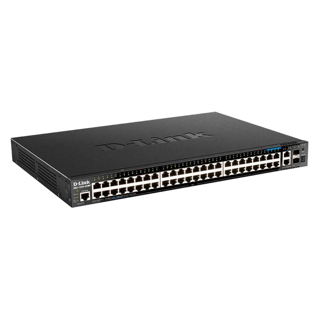 D-LINK DGS-1520-52MP Switch 52 puertos 44 x gigabit PoE 4 x 2.5Gbase-T PoE 2 x 10Gbase-T y 2 x 10G SFP