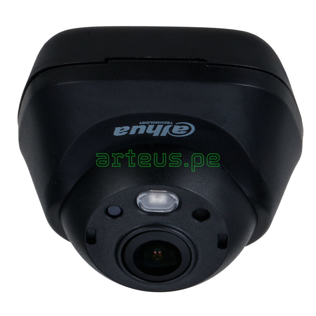 Cámara de seguridad Dahua negra, compacta, con lente y sensor visible, ideal para videovigilancia