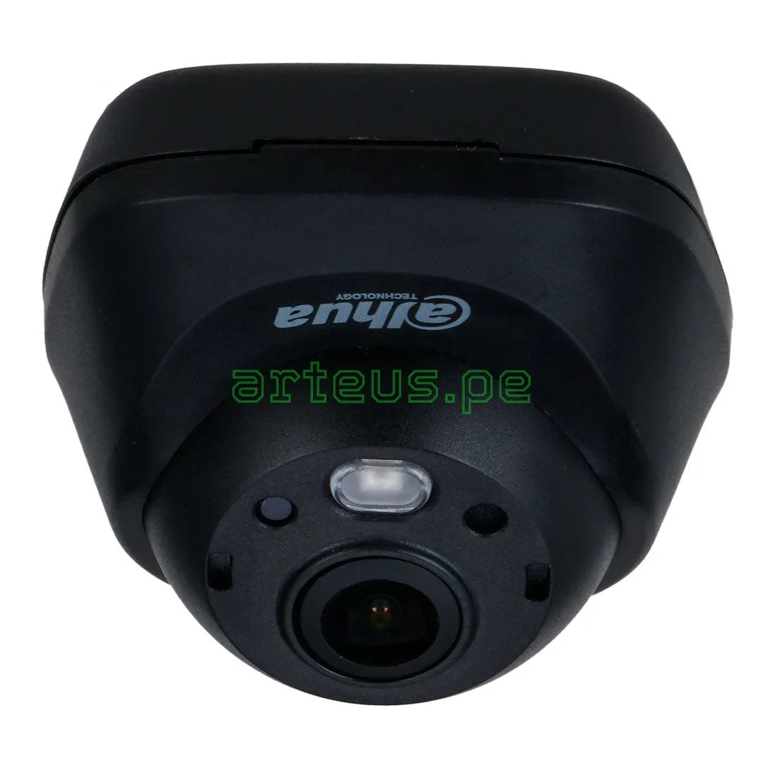 Cámara de seguridad Dahua negra, compacta, con lente y sensor visible, ideal para videovigilancia