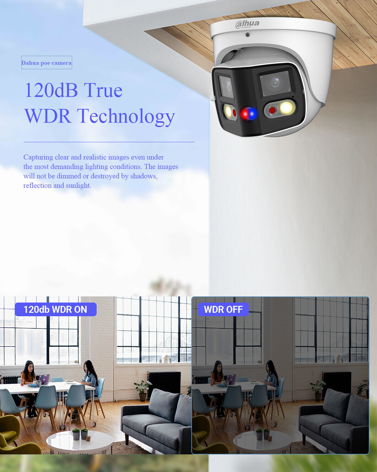 DAHUA IPC-PFW3849S-A180-AS TIOC Cámara de Seguridad IP POE 4K 8MP 2x4MP 2.8mm WDR IP67 Mic Parlante LED 20m/IR 25m WIZSENSE