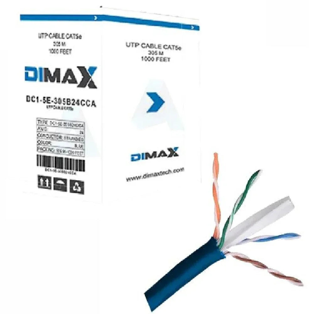 Cable UTP CAT5e de 305m con caja, par trenzado para redes y cableado estructurado